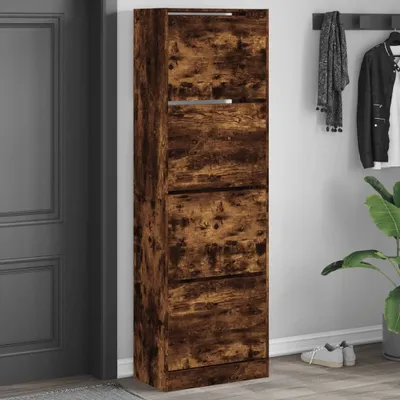Obrázok produktu pre vidaXL Skriňa na topánky so 4 chlopňami, údený dub 60x34x187,5 cm