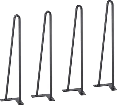 Produktbild von SucceBuy 482,6 mm Haarnadel-Möbelbeine, DIY-Tischbeine aus Metall für Nachttisch und Couchtisch, 226,8 kg Tragkraft, strapazierfähig mit Gummi-Bodenschonern, 4er-Set