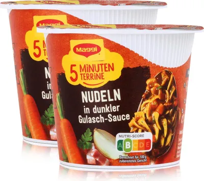 Produktbild von Maggi 5 Minuten Terrine Nudeln in dunkler Gulasch-Sauce 60g (2er Pack)