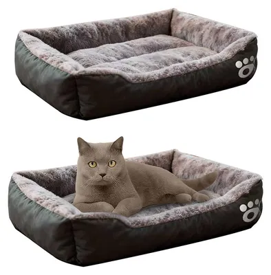 Produktbild von Tierliege / Haustierbett für Katze und Hund Größe S 45 × 30 × 14 cm – Grau mit wasserdichtem Boden