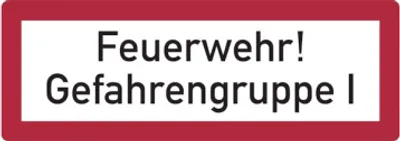 Produktbild von Dreifke® Feuerwehrschild, Feuerwehr! Gefahrengruppe I - DIN 4066 | Folie selb...