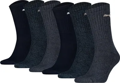 Produktbild von PUMA Uni Sportsocken, 6 Paar - Tennissocken, Crew Sport Socken, einfarbig Dunkelblau/Blau/Hellblau 43-46