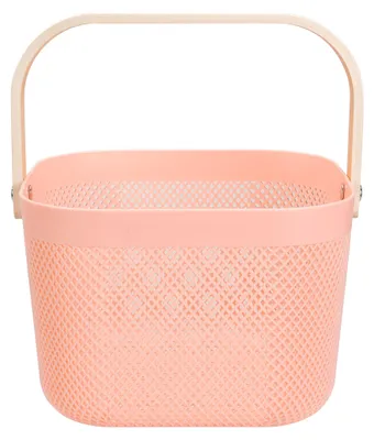 Image de Panier de rangement avec poignée en bambou, 24 cm, rose, H&L