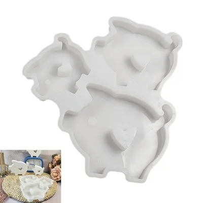 Produktbild von 3er Set Schweinchen-Silikonform, DIY Kerzenhalter & Dekoration, Glücksschwein-Design mit Herz, vielseitig für Harz, Beton & Gips