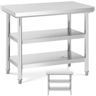 Zdjęcie produktu dla Stół Blat Roboczy Stalowy Nierdzewny Z 2 Półkami 100X70Cm