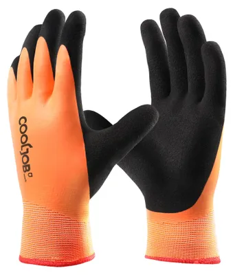 Produktbild von Wasserdichte Arbeitshandschuhe, warme Wintergartenhandschuhe, kältebeständige Winterhandschuhe für Arbeiten im Freien, orange Winter (1 Paar XL)