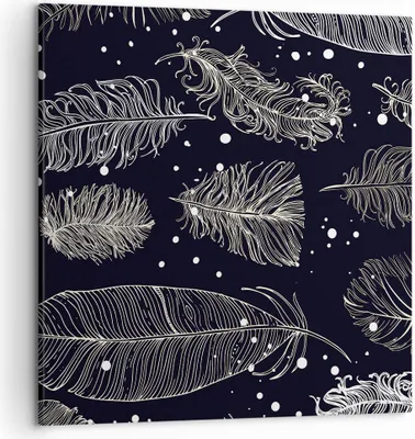 Produktbild von Bild auf Leinwand - Leinwandbild - Einteilig - Federn Grafiken Gliederung - 50x50cm - Wand Bild - Wanddeko - Wandbilder - Leinwanddruck - Bilder - Wanddekoration - Leinwand bilder - AC50x50-4244