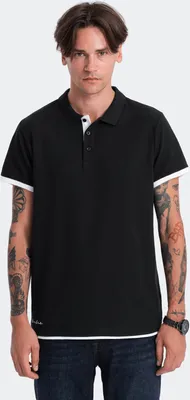 Obrázok produktu pre Ombre Clothing Pánske tričko s golierom Henet čierna M