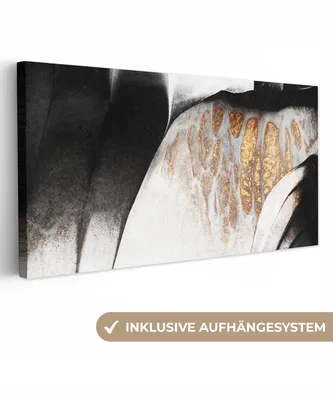 Produktbild von MuchoWow® - Leinwandbilder - Gold - Abstrakt - Design, Wandbild, Wanddeko Bilder Wohnzimmer, 80x40 cm