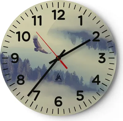 Produktbild von Wanduhr - Rund - Glasuhr - Vogel Natur Wald - 40x40cm - Schleichendes Uhrwerk - Lautlos - zum Aufhängen bereit - Dekoration Modern - Wanddekoration aus Glas - C4AR40x40-3853