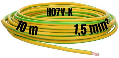 Immagine prodotto di Cavo Kalitec da 10 metri, sezione 1,5 mm², colore verde-giallo, tipo H07V-K. Cavo di collegamento flessibile, con un conduttore, isolamento in PVC, composto da un filo singolo, sezione 1,5 mm², adatto per cablaggi a filo singolo, cavo unipolare, cavo a filo singolo, filo di collegamento