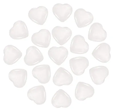 20 Herz-Kristallsteine, poliert, 20 mm, Weiß, Naturstein