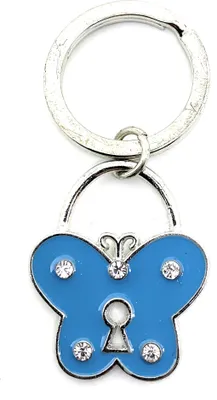 Produktbild von Onwomania Schlüsselanhänger Schmetterling Blau Edel Metall Anhänger Charm