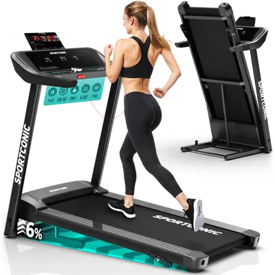 Produktbild von Sportconic Laufband für Zuhause 1-14 km/h, Klappbares Laufband, mit Steigung bis 6%, mit Tablet-Halter, LED Display, Pulsmesser