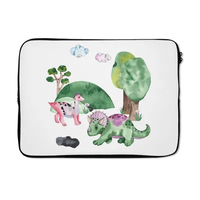 Produktbild von MuchoWow® Laptop Hülle 13 Zoll Kinderzimmer - Zeichnung - Dinosaurier - Jungen - Mädchen - Kinder Laptoptasche - Laptophülle - Sleeve - Rundumschutz
