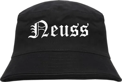Produktbild von Neuss Fischerhut - Altdeutsch - bedruckt - Bucket Hat Anglerhut Hut Schwarz L/XL