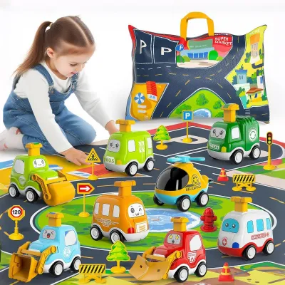 Immagine prodotto di Set di 10 macchinine colorate a tema treno, adatto a bambini dai 1 anno in su, per l'uso sia in casa che all'aperto