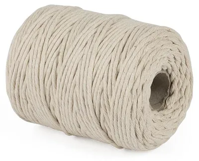 Obrázek produktu pro Bavlněný provázek na makramé, přírodní, 5mm, 100m