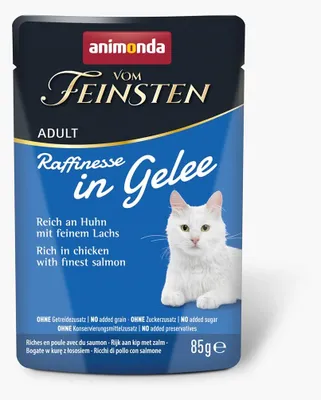 Zdjęcie produktu dla ANIMONDA Vom Feinsten Adult Raffinesse w galarecie bogata w kurczaka z łososiem - mokra karma dla kotów - 85g