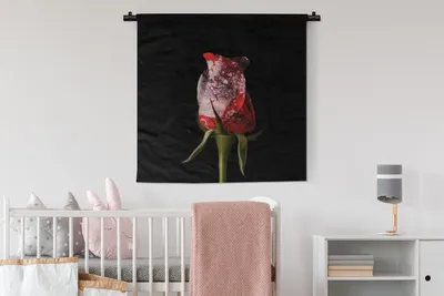 Produktbild von MuchoWow® Wandteppich Wandbehang Rosen - Blumen - Farbe 90x90 cm Tapisserie Dekoration Wandtuch - Wandaufhänger