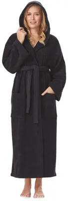 Produktbild von Bademantel für Damen mit Kapuze, extra lang, 100% Baumwolle-Frottee, Größe:XXL Extra Lang, Farbe:Schwarz