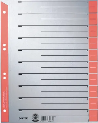 Produktbild von Trennblätter A4 Taben farbig rot 230g/qm VE=4x25 Stück