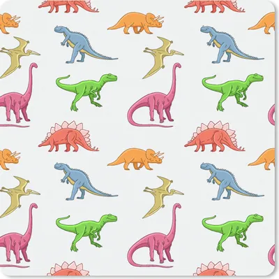 Produktbild von MuchoWow® Mauspad Mousepad Muster - Dino - Kinder - Farben - Kinder - Junge 20x20 cm - Mousepads - Maus Mat - Pad - Mausunterlage - Desk Mat - Bureauartikeln