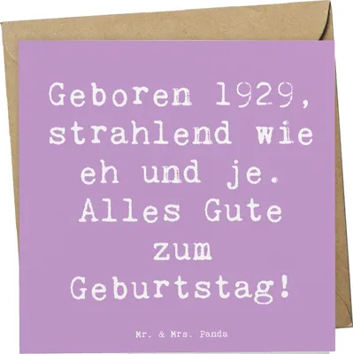 Produktbild von Mr. & Mrs. Panda Klappkarte Spruch 1929 Geburtstag - Lavendeltraum - Geschenk, Happy Birthday, anlasskarte, doppelkarte, Grußkarte, Geburtstagsfeier, Glückwunschkarte