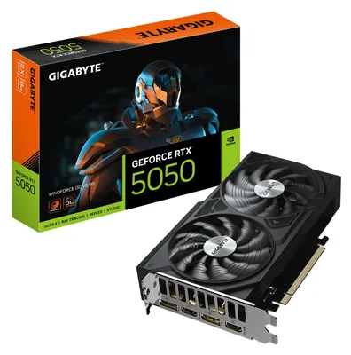 Produktbild von GIGABYTE GeForce RTX 5050 WINDFORCE OC V2 8G Grafikkarte - 8GB GDDR6, 128bit, PCI-E 5.0, 2572MHz Kerntakt, 2 x DP, 2 x HDMI, NVIDIA DLSS 4, GV-N5050WF2OCV2-8GD, GeForce RTX 5050, 8 GB, GDDR6, 128 Bit, 7680 x 4320 Pixel, PCI Express 5.0