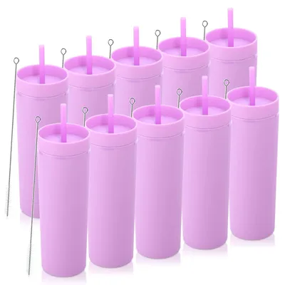 Image de Solidchoice - Coffret de 10 gobelets réutilisables avec couvercle et paille, capacité de 600 ml