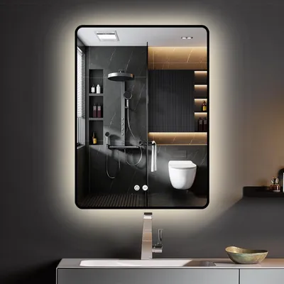 HOMCOM Specchio Da Bagno Con Luce LED 80x60 Cm - 3 Colori (3000K/4500K/6500K), Antiappannamento, IP44, Vetro Temperato, Memoria, Orizzontale/Verticale - 2