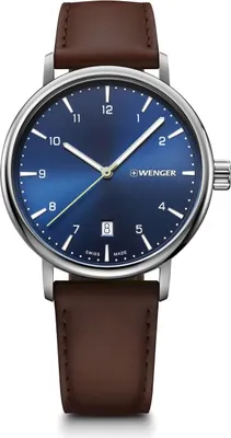 Produktbild von Wenger 01.1731.123 Herren-Armbanduhr, Edelstahl-Gehäuse, Leder-Armband