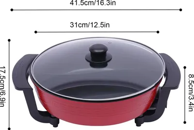 Image de Hotpot électrique - Casserole - 1360 W - 360° de chaleur tournante - Revêtement antiadhésif de qualité alimentaire - Usage polyvalent - Noir