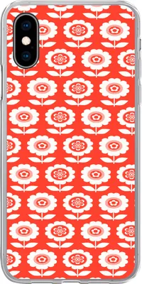 Produktbild von MuchoWow® Handyhülle Schutzhülle Hülle für Telefoonhoesje iPhone X Blumen - Muster - Rot Silikon Softcase Handy Hülle - Handyhülle