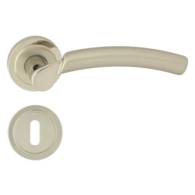 Produktbild von DOMINO Türgriff Drückergarnitur BB-Buntbart Set | Rund-Rosette | Türklinke für Bürotür, Kellertür & Innentür | Türbeschläge aus Messing | Chrom/Nickel Perle Türdrückergarnitur | ZITA M7/M9