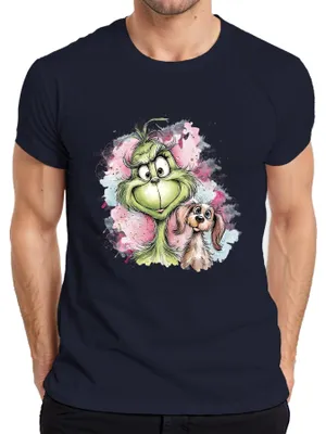 Immagine prodotto di Maglietta da uomo Grinch Christmas Dog Funny Gift Vintage Cartoon, Navy, M