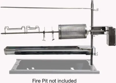 Produktbild von Auspit Gold Set Rotisserie Grill – Edelstahl Drehspieß BBQ mit Firetray & Spitmate – Outdoor Grill für Holzkohle & Lagerfeuer