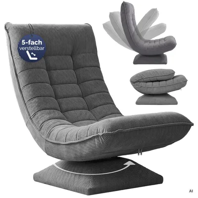 Productafbeelding van CASARIA Relaxfauteuil met verstelbare rugleuning, cordura stof, grijs, AI-gegenereerde afbeelding