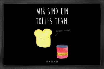 Produktbild von Mr. & Mrs. Panda fußmatte Toast Marmelade 60 x 90 cm - Schwarz - Geschenk, Süß, Brot, Dreamteam, Lustige Sprüche, Türvorleger, Fußabstreifer, Toastbrot, Bodenvorleger