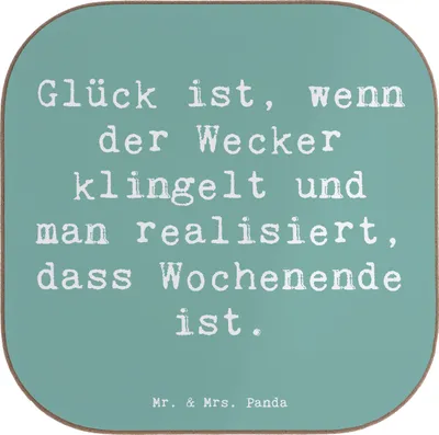 Produktbild von Mr. & Mrs. Panda Untersetzer für Gläser Spruch Glück am Wochenende - Meeresbrise - Geschenk, Tischuntersetzer, Besondere Momente, Motivation, Gefühl, Tassenuntersetzer
