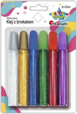 Produktbild von Glitzerkleber 6 Farben x 15ml Titanum Craft-Fun Serie