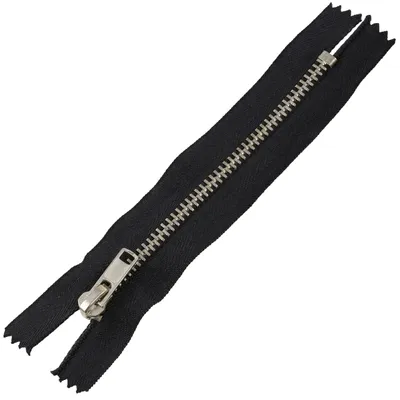 Reißverschluss Nr. 4, nicht trennbar, 12 cm, Metall, schwarz
