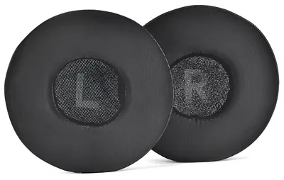 Zdjęcie produktu dla Wymienne nauszniki OHRPOLSTER do słuchawek nausznych JBL T450BT 500BT 600BT E35 w kolorze czarnym, materiał białkowy, 1 para wymiennych nauszników