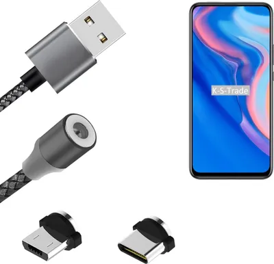Produktbild von K-S-Trade Hochwertiges Magnet-Lade-kabel Sync-Kabel Daten-Kabel für Huawei P Smart Z mit USB-Typ-C-Anschluss und Micro-USB-Anschluss 2A bis zu