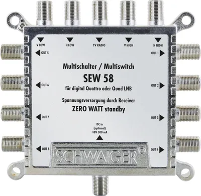 A product shot of a satellite multiswitch on a white background.