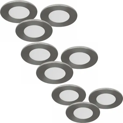 Produktbild von Malmbergs 9er Set LED Möbel Einbauleuchten MD-305 – ultra slim, dimmbar, 57 mm, silber satiniert