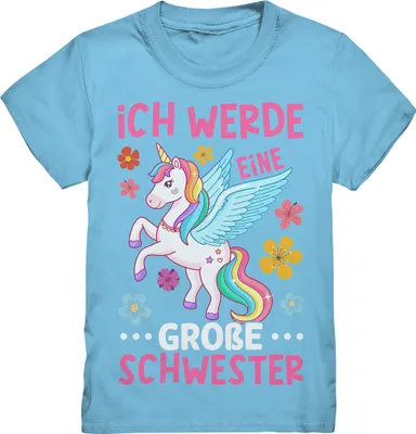 Produktbild von Große Schwester T-Shirt Einhorn Große Schwester Geschenk – Sky Blue / 134/146 (9-11)