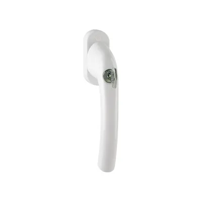 A white window handle on a white background.