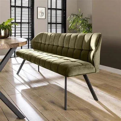 Immagine prodotto di Grande panca da pranzo in tessuto velour verde, 180 cm