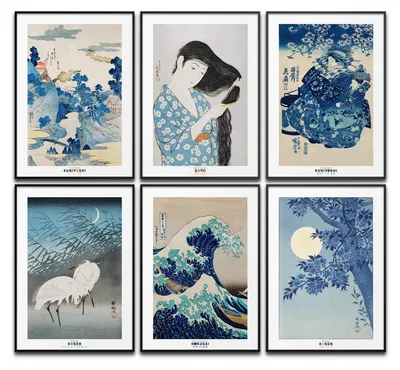 Imagen del producto de Conjunto de pósters decorativos con motivos de arte japonés Koson, de 3 piezas, para sala de estar